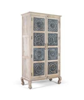 Armario 2 Puertas Estilo Etnico Tallado Azulon  Serie Aclest