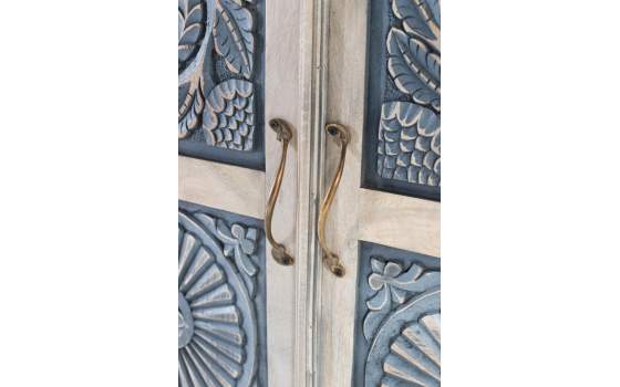 Armario 2 Puertas Estilo Etnico Tallado Azulon  Serie Aclest