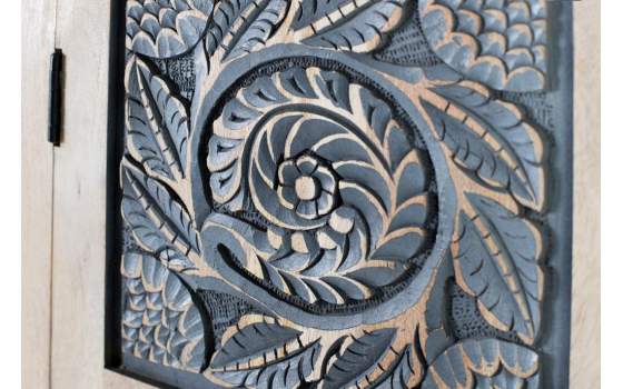 Armario 2 Puertas Estilo Etnico Tallado Azulon  Serie Aclest