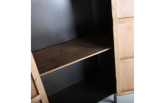 Armario 2 Puertas Madera Metal Estilo Industrial Serie Briec