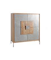 Armario 2 Puertas Madera Piedra y Acero Serie Estone