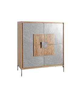 Armario 2 Puertas Madera Piedra y Acero Serie Estone