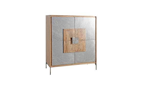 Armario 2 Puertas Madera Piedra y Acero Serie Estone