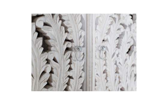 Armario 2 Puertas Madera Tallada Blanco Decape Aditas