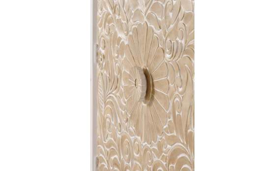 Armario 2 Puertas Talladas Madera Natural y Blanco Adrual