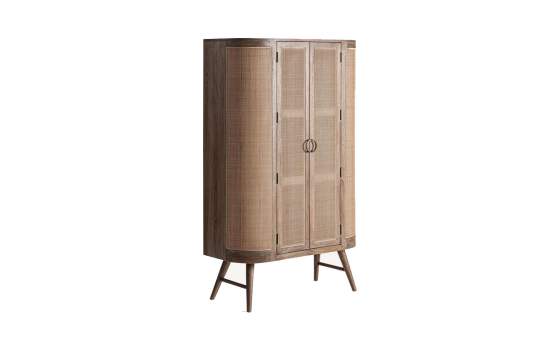 Armario Contemporaneo 2 Puertas Madera y Ratan Serie Beckley