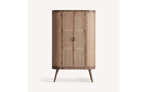 Armario Contemporaneo 2 Puertas Madera y Ratan Serie Beckley