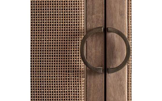 Armario Contemporaneo 2 Puertas Madera y Ratan Serie Beckley