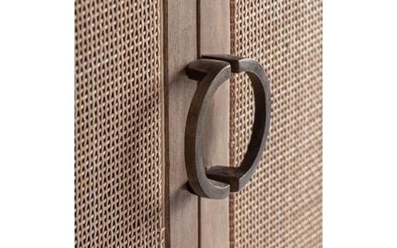 Armario Contemporaneo 2 Puertas Madera y Ratan Serie Beckley