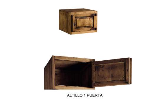 Armario Dormitorio Rustico 1 Puerta 2 Cajones Altillo