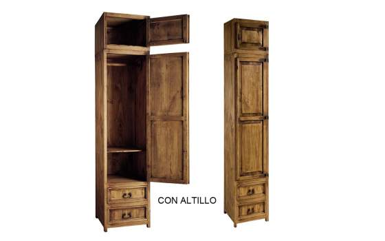 Armario Dormitorio Rustico 1 Puerta 2 Cajones Altillo