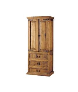 Armario Dormitorio Rustico 2 Puerta 3 Cajones Pino Macizo