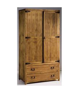 Armario Dormitorio Rustico 2 Puertas 2 Cajones