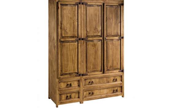 Armario Dormitorio Rustico 3 Puerta 4 Cajones con o Sin Altillo