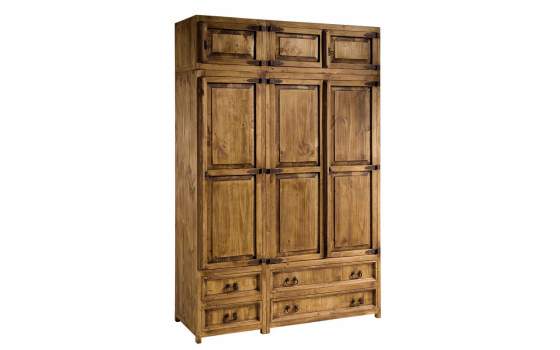 Armario Dormitorio Rustico 3 Puerta 4 Cajones con o Sin Altillo