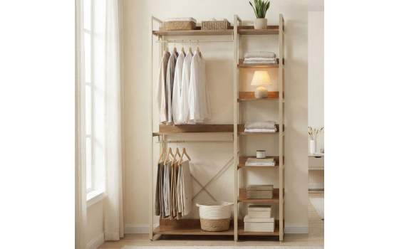 Armario Estanteria 10 Estantes y 2 Barras Colgador - Amendo