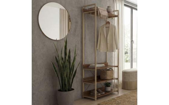 Armario Estanteria 4 Estantes y Barra Colgador - Serie Amendo