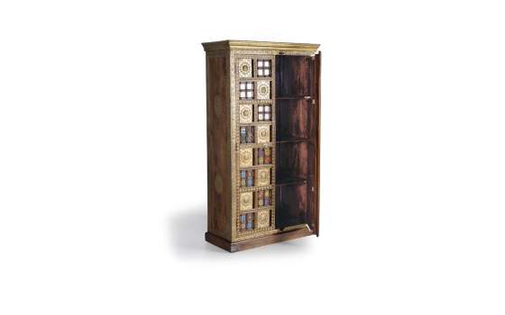 Armario Etnico 2 Puertas con Ceramica Bronce Repujado Aichen