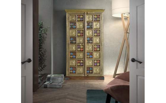 Armario Etnico 2 Puertas con Ceramica Bronce Repujado Aichen