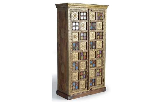 Armario Etnico 2 Puertas con Ceramica Bronce Repujado Aichen