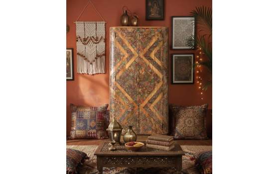 Armario Etnico 2 Puertas con Incrustaciones de Colores Aguray