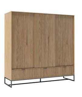 Armario Grande 3 Puertas Correderas Actual Madera Natural Anube