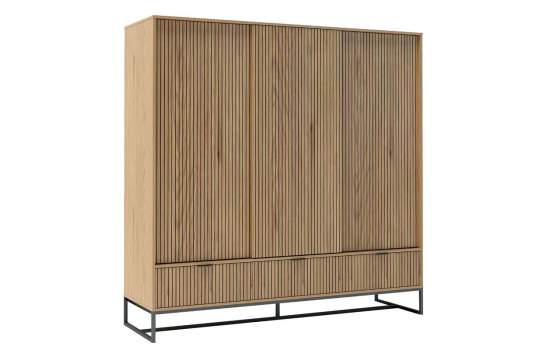 Armario Grande 3 Puertas Correderas Actual Madera Natural Anube