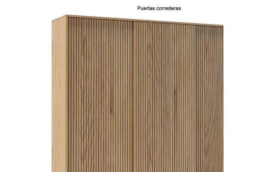 Armario Grande 3 Puertas Correderas Actual Madera Natural Anube