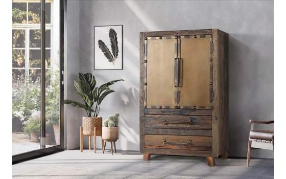 Armario Licorera Industrial Madera Reciclada y Metal Sunderlan