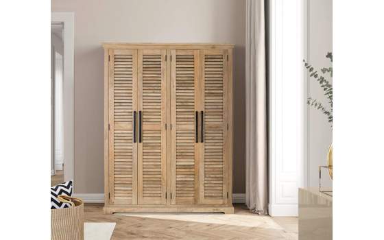 Armario Madera Maciza con 4 Puertas de Lamas Serie Ardisna