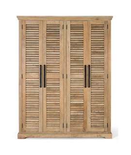 Armario Madera Maciza con 4 Puertas de Lamas Serie Ardisna