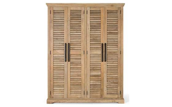 Armario Madera Maciza con 4 Puertas de Lamas Serie Ardisna