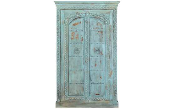 Armario Madera Verde Azulado 2 Puertas Talladas Ardinos