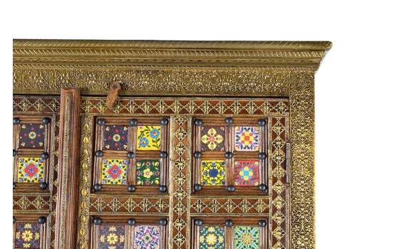 Armario Oriental 2 Puertas Decoradas Ceramica y Bronce Apersin