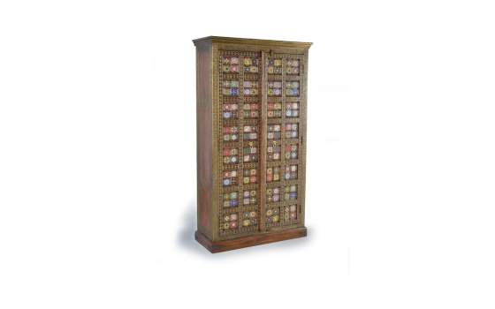 Armario Oriental 2 Puertas Decoradas Ceramica y Bronce Apersin