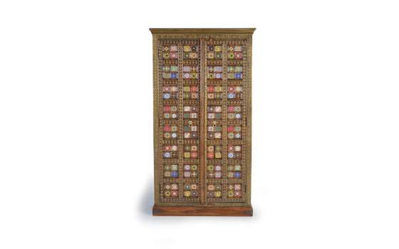 Armario Oriental 2 Puertas Decoradas Ceramica y Bronce Apersin