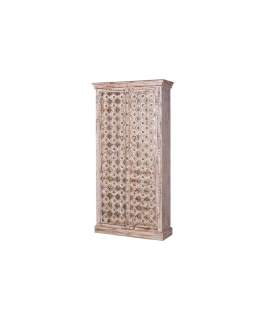 Armario Oriental 2 Puertas Madera Tallada Blanco Decape Banjala