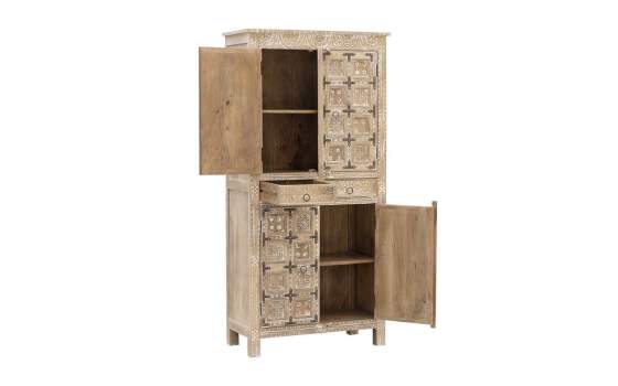 Armario Oriental 4 Puertas 2 Cajones Decape Blanco Alhambra