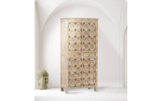 Armario Oriental 4 Puertas 2 Cajones Decape Blanco Alhambra