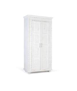 Armario Oriental Blanco Tallado 2 Puertas Blanco Desgastado