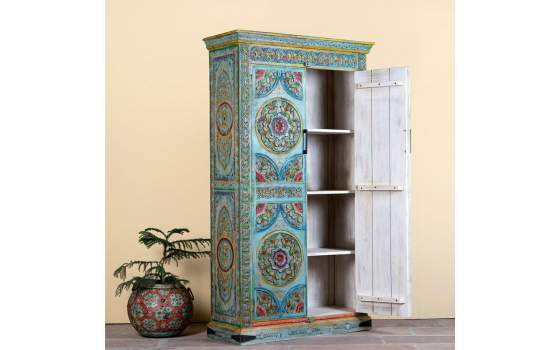 Armario Oriental Madera Mango Policromado Serie Ambros