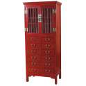 Armario Oriental Rojo 2 Puertas 12 Cajones Serie Degaure