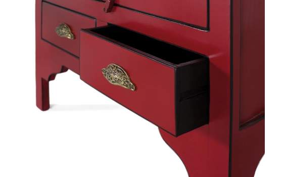 Armario Oriental Rojo 2 Puertas 2 Cajones Serie Aorien