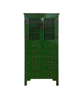 Armario Oriental Verde 2 Puertas 12 Cajones Serie Degaure