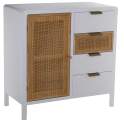 Armario Recibidor Madera Blanca y Rattan Serie Alcober