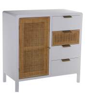 Armario Recibidor Madera Blanca y Rattan Serie Alcober