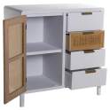 Armario Recibidor Madera Blanca y Rattan Serie Alcober