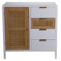 Armario Recibidor Madera Blanca y Rattan Serie Alcober