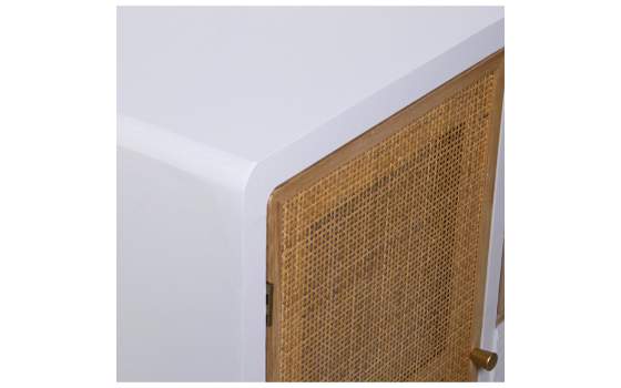 Armario Recibidor Madera Blanca y Rattan Serie Alcober