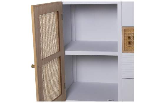 Armario Recibidor Madera Blanca y Rattan Serie Alcober